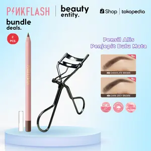 (BUNDLING PENJEPIT BULU MATA) PINKFLASH Pensil Alis dengan Penjepit Bulu Mata OhMyPinkFlash Eyebrows Tahan Air 4 Warna PFE02  Pensil Alis
