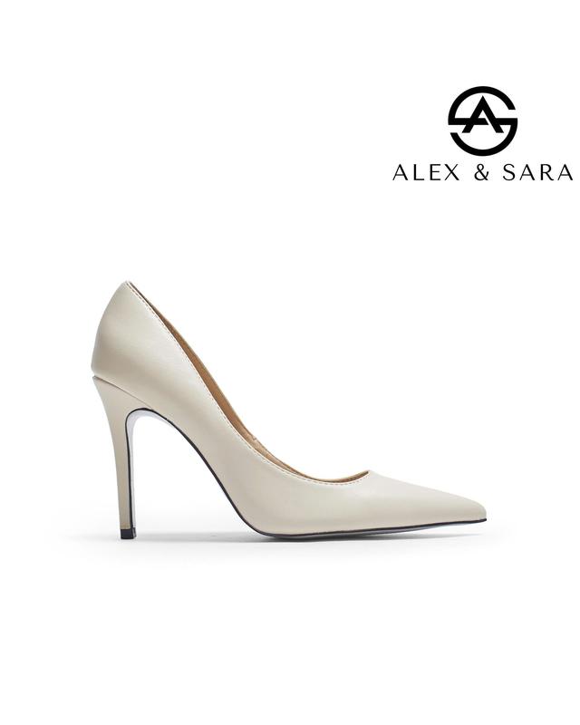  LT96 - Giày Cao Gót Trơn Cổ Điển – Đen & Kem Phù Hợp Đi Làm Dự Tiệc Alex & Sara 