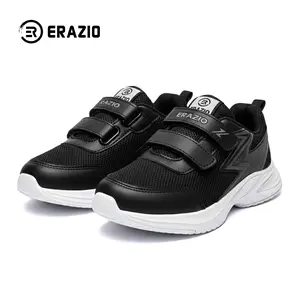 ERAZIO Wave - Sepatu Sekolah Perekat Velcro Strap 2 Black White All Black Sepatu Anak Laki Laki Dan perempuan Ringan Size 31-40 Fashion