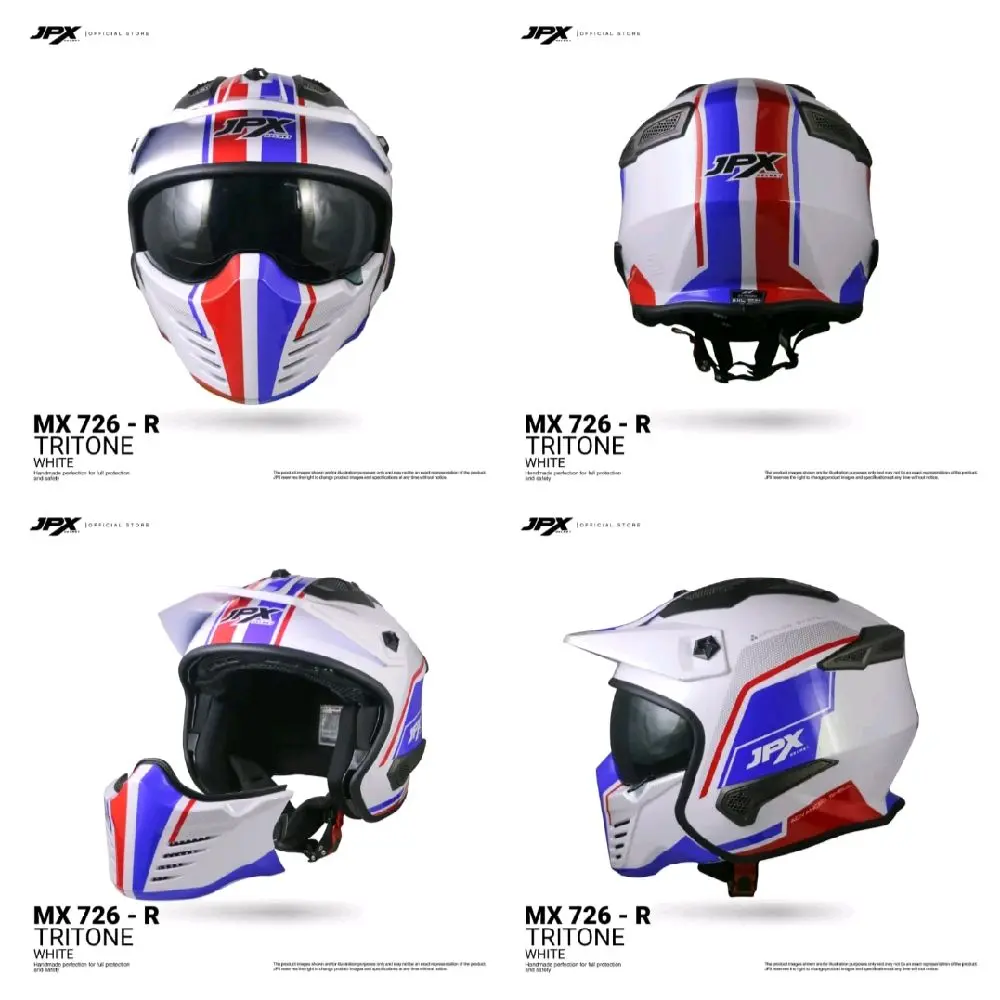 HELM JPX MX 726 R MOTIF R01 WHITE & ORANGE, SLOT INTERCOM, SINGLE VISOR LIGHT SMOKE ORIGINAL