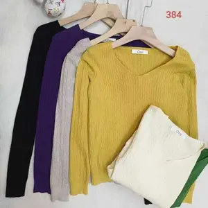 Amber Sweater V-Neck Knit Long Sleeve Top | Sweater Rajut Premium Wanita Lengan Panjang Bahan Rajut Premium