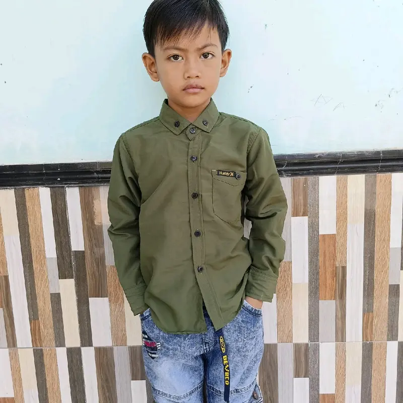 Pakaian anak Baju anak Atasan Kemeja anak lengan panjang Hem anak Kemeja polos Fashion 4