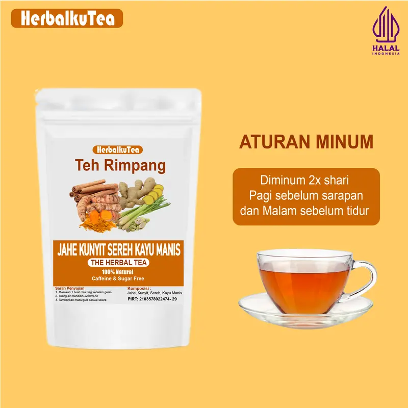 HerbalkuTea - Teh Rimpang Jahe Kunyit Sereh Kayu Manis isi 30 Tea Bag 4
