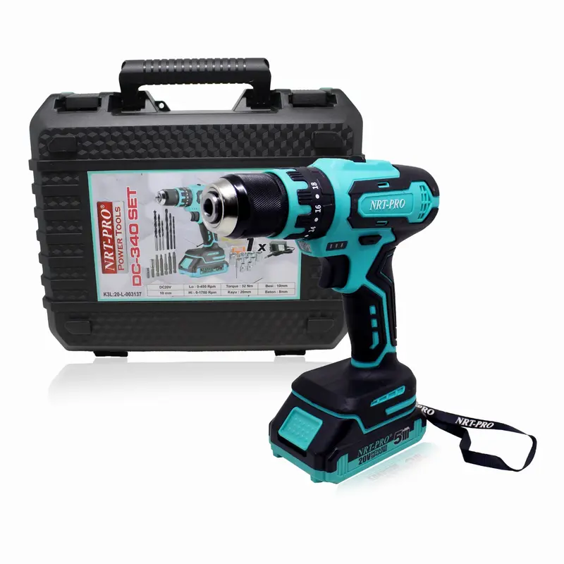 NRT PRO DC-340 Set Mesin Bor Baterai Cordless Drill Bor Tangan Impact Nrt Pro DC 340 Set 4