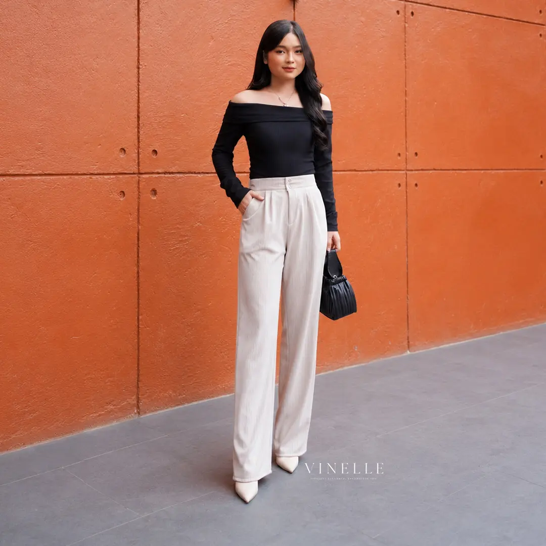 Vinelle | JENNIE KNITT PREMIUM Celana Panjang Kancing Highwaist Kulot Wanita