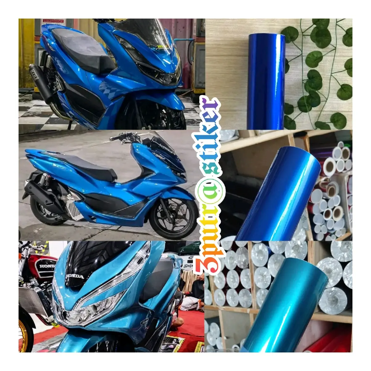 skotlet stiker motor mobil biru tua candy, biru muda candy, sky blue candy