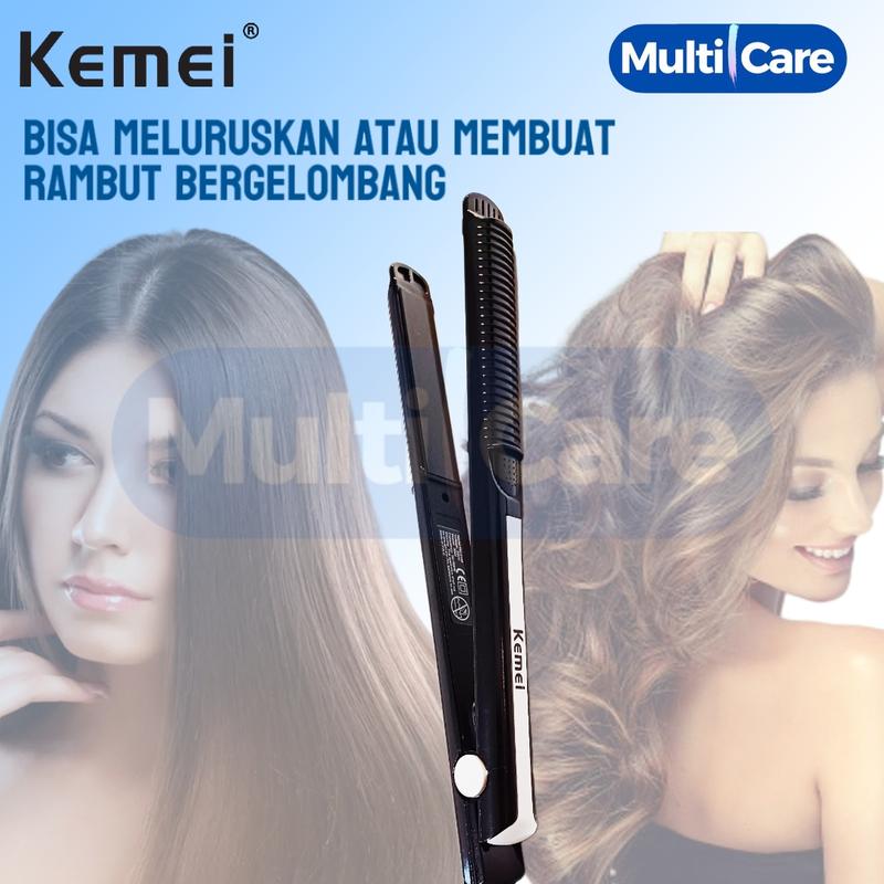Catokan Rambut Kemei 2139 Catokan Rambut 2in1 Ceramic berkualitas Meluruskan Hitam Straightener 4
