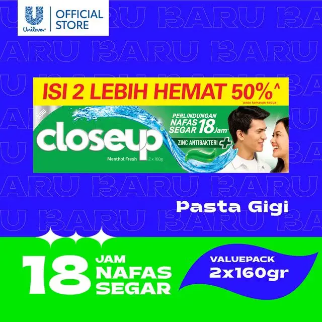closeup pasta gigi kemasan hemat isi 2 ukuran 160gram murah