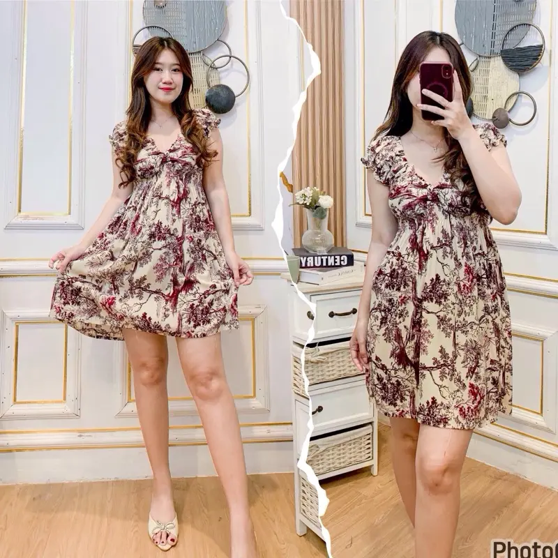 LINDY Daster Bali Pendek - Daster Putri Bali Mini Rayon Motif Bahan Adem Lembut Nyaman / Daster Midi Santai Wanita Dewasa Bumil Busui / Dress Tidur Remaja Sexy Viral Kekinian 2