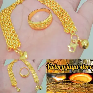 Set Gelang dan Cincin Terbaru Terbuat dari Bahan Koin 1991-1992 Berlapis Emas 24K ANTI KARAT