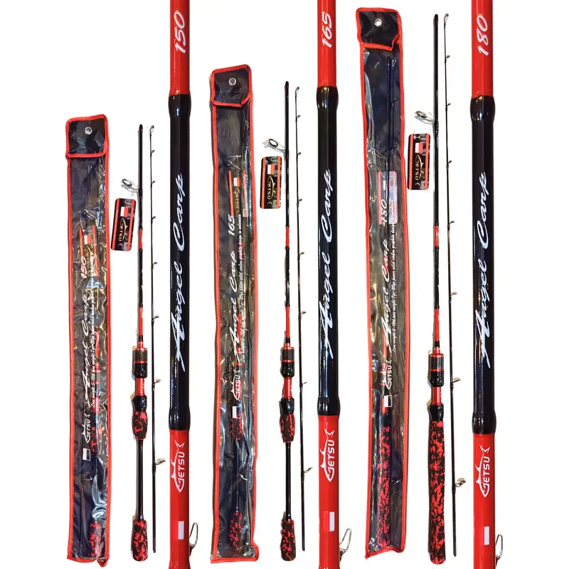 Joran Spinning Getsu Angel Carp | Stik Pancing Lentur Solid Carbon Line 5-12 lbs Medium Light Model Gagang Japan Style Full Busa Cocok untuk Mancing Ikan Mas Eva 150, 165, 180 cm 4