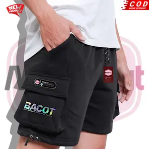 Celana Pendek Cargo Fleece 280 Bahan Lembut Dan Adem Brand Local Bandung Warna Denim BACOT Best Seller Hingh Quality Premium Shorts Pria/Wanita Santai DIstro Unisex Hitam Surfing Katun Pantai Boxer Keren Celana Pendek Shorts