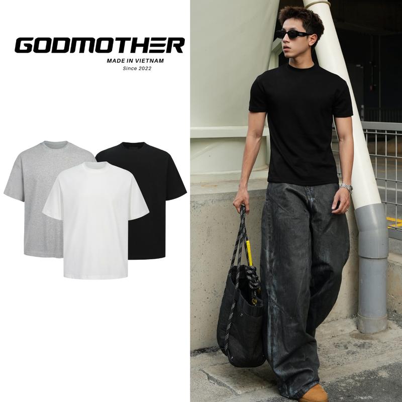 Áo Thun Trơn Clean Fit GODMOTHER Áo Thun Unisex Co Giãn 4 Chiều Cổ Tròn Form Fit Ôm Body Tôn Dáng