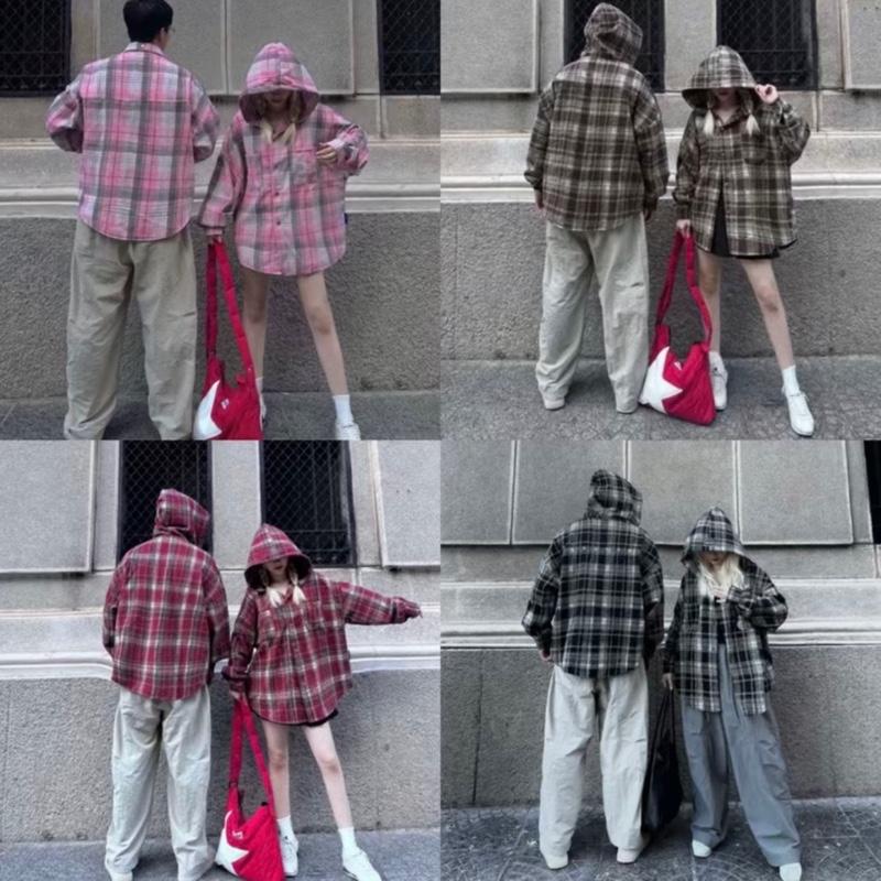 (Áo Ba + Mẹ + Bé) Áo khoác chống nắng sơ mi Flannel Có Mũ Nỉ Dạ Tày Dài Form rộng rãi Nam Nữ