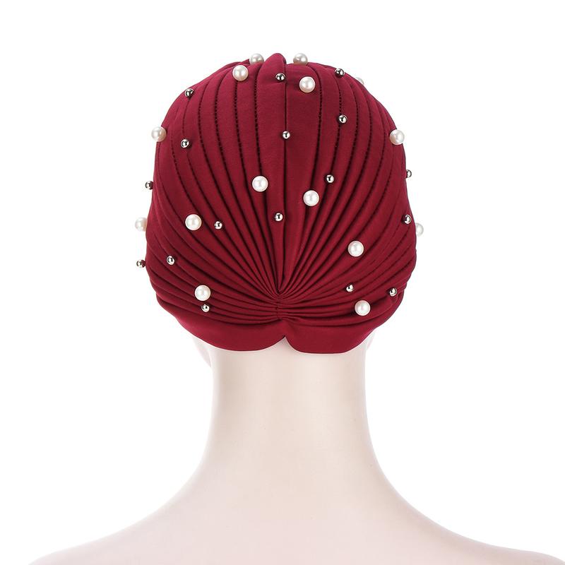 Product Introduction of European and American Fashion Pleated Ladies Sleeve Cap Indian Cap Size Beads Muslim Tam-O'-Shanter 5