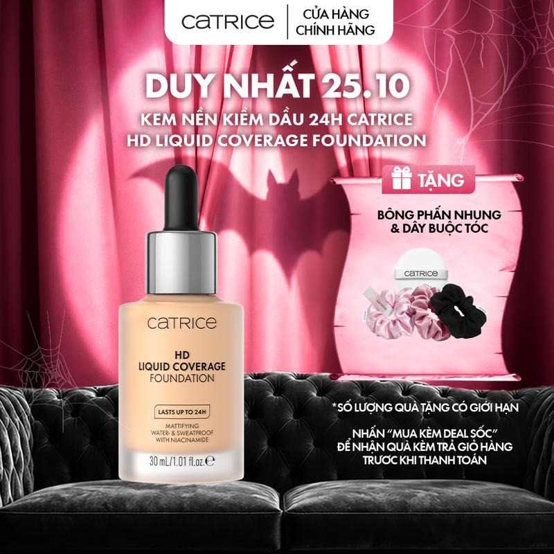 Kem nền Catrice HD Liquid Coverage Foundation che phủ tự nhiên tạo độ mịn màng cho da 30ml