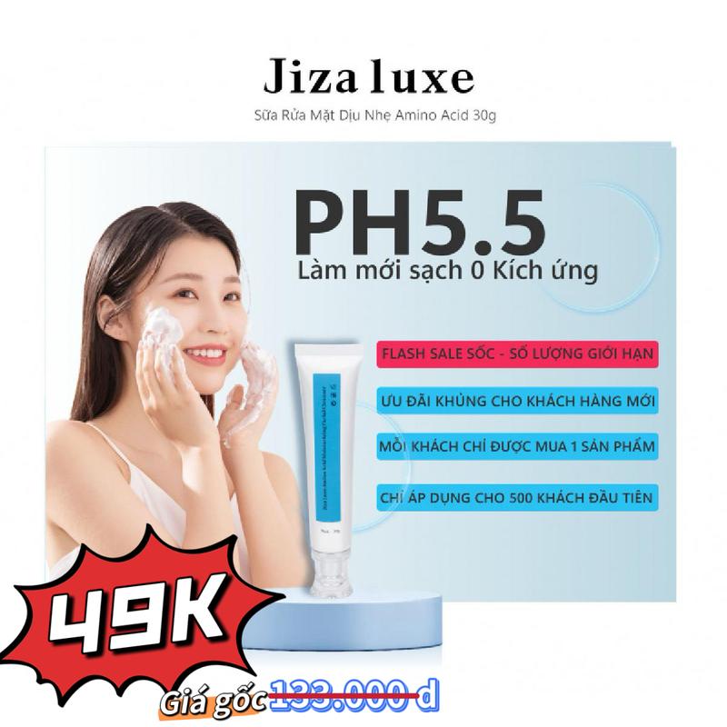 Sữa Rửa Mặt Axit Amin Jiza Luxe | Làm Sạch Sâu, Bọt Mịn, Không Cồn,Làm dịu làn da nhờn dễ bị mụn, Dịu Nhẹ Cho Da Dầu & Nhạy Cảm | Trị Mụn Sáng Da Kiểm Soát Dầu, pH5.5 | Facial Makeup Cleaningkem  dưỡng   lazy feel highlight kem duong am phu cho iaz derma