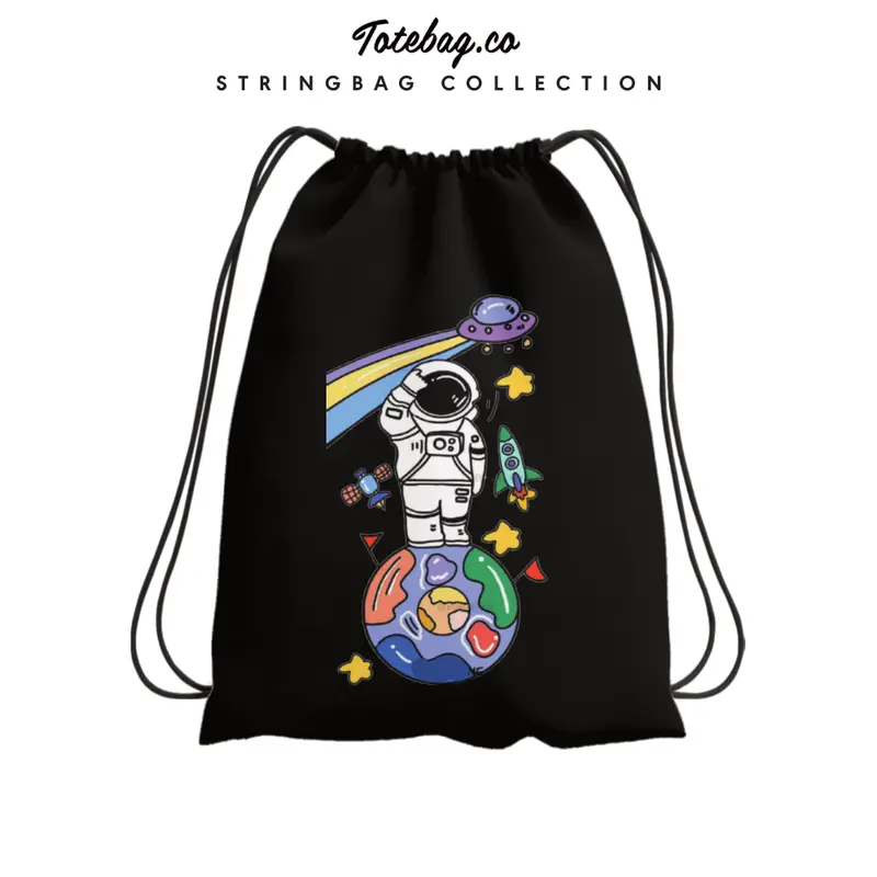 Tas Serut Astronot Motif Lengkap - Despo 38cm x 30cm - Unisex/Sekolah/Travel - Termurah 1