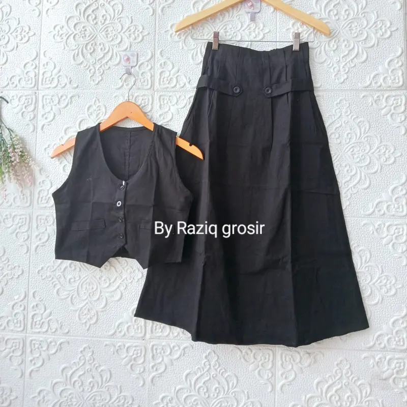 Setelan Anak Peremuan Eva Vest + Rok Polos Fashion 4