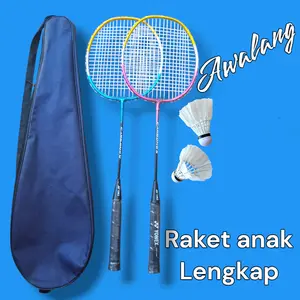 Paket hemat raket bulutangkis anak siap pakai 2 RAKET 2 KOK 1 TAS badminton raket murah