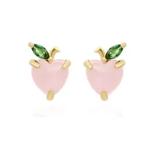 Sweet Peach Earring Gold Plated - Anting Korea Wanita Love Silver Lapis Emas Perak