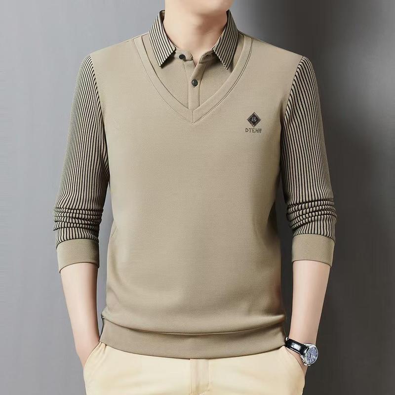 Áo Thun Nam Dài Tay Mùa Thu Và Mùa Đông Mới Áo Len Dệt Kim Đệm Nhung Áo Sơ Mi Dễ Phối Đồ Cổ Áo Sơ Mi Áo Len Thích Hợp Cho Công Sở Đi Nghỉ Mát Flying We