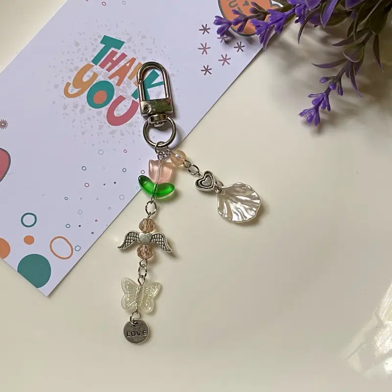 Gantungan Kunci Charm Tulip Aesthetic | Bag Charm manik aesthetic | Gantungan Hp Flashdisk 2