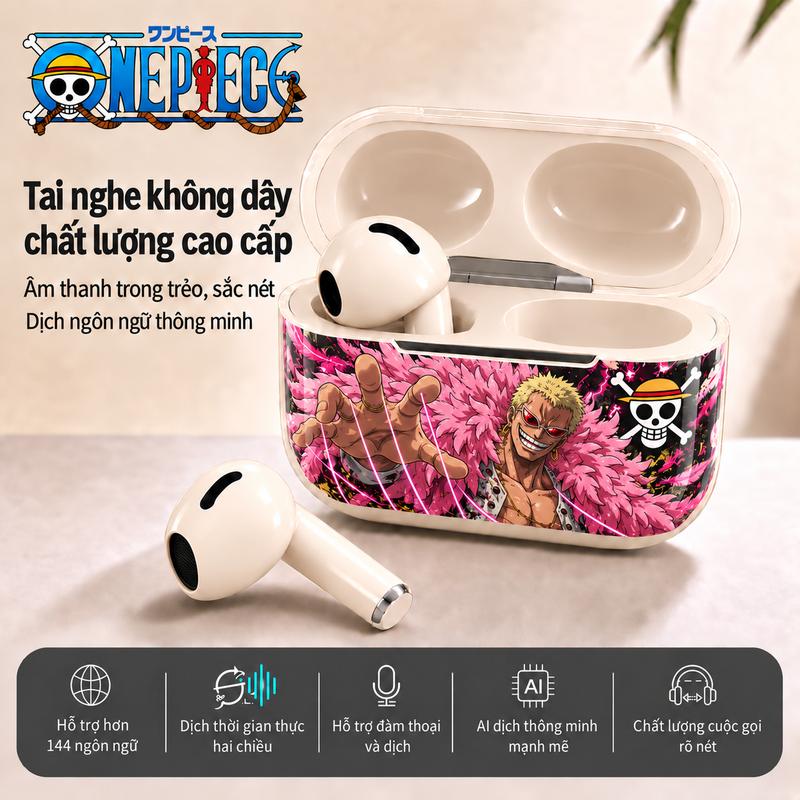 One Piece Tai nghe không dây HiFi Chất lượng âm thanh đỉnh cao Chống nước IPX5 Tặng sticker One Piece cho người yêu âm nhạc
