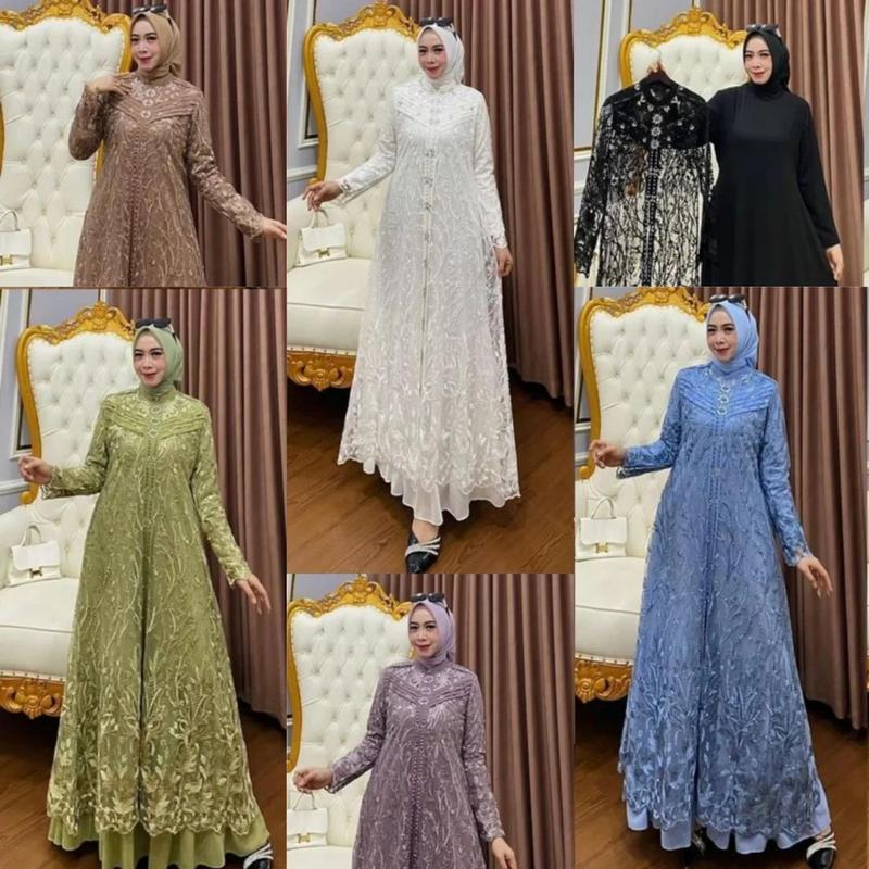 Product Introduction of AF - ZALLIA DRESS Bahan ceruty baby doll full furing outer brukat terpisah / gamis brokat model terbaru 2024 super mewah / gamis kondangan kekinian kualitas premium / gamis lebaran 2025 terlaris / gamis wanita dewasa / gamis viral termurah bisa ( COD ) 2