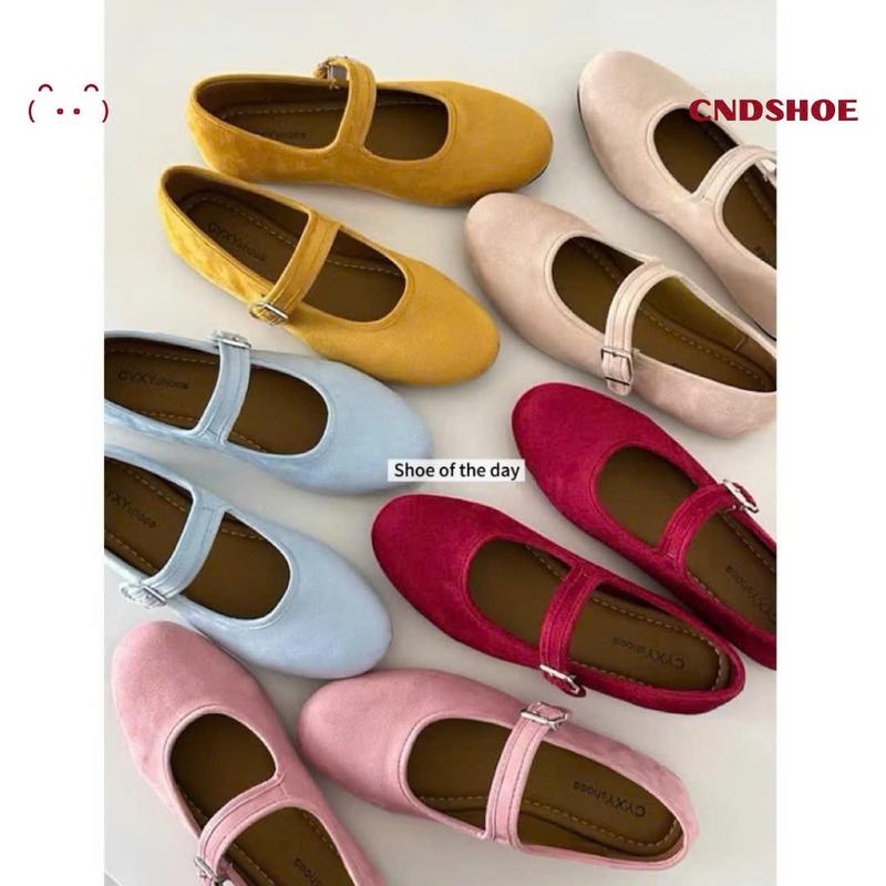 Giày búp bê đế bệt da lộn CNDSHOE dễ vệ sinh giày sandal nữ đi học êm chân - MARUKO SHOES giầy nữ mẫu mới 2025