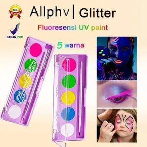 【Tersedia】HANDAIYAN Face Body Art Paint Halloween Party Art Eyeliner Eyeshadow 5 Colors UV Fluorescent Glowing Beauty Makeup
