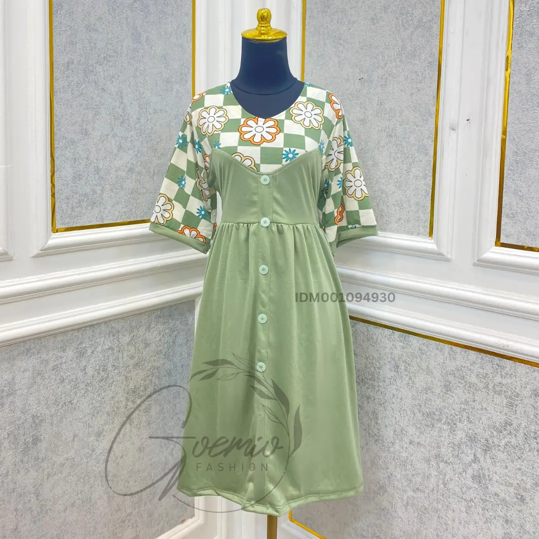 Bless | Dress Flos Midi Daily Wanita Motif Bahan Katun Mini Style Casual Simple Gaun Gaun Gaun Gaun Gaun Gaun Gaun
