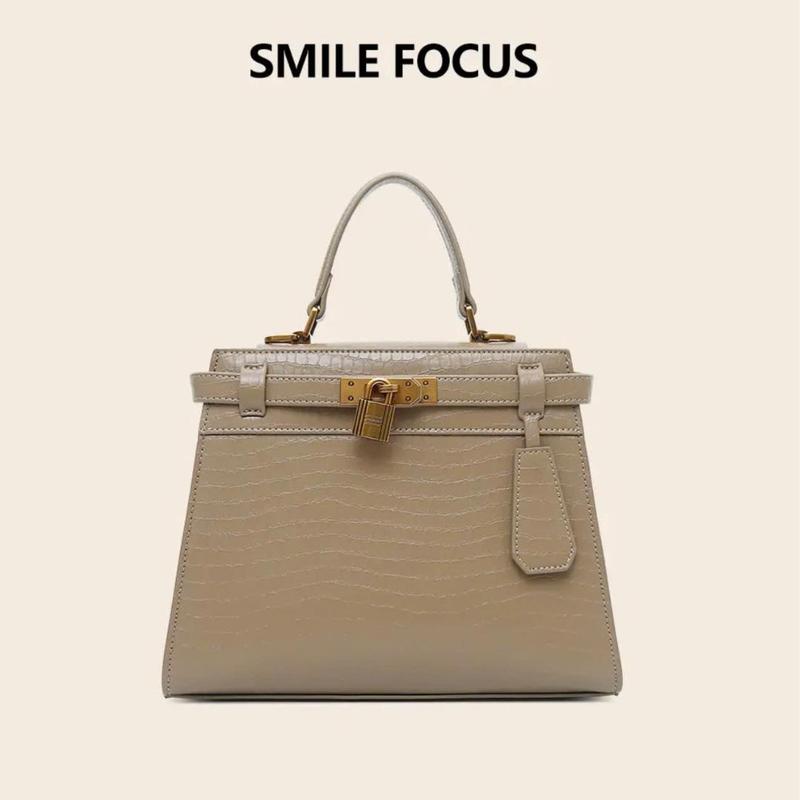 Full box SF3008 - Túi Xách Nữ Thương Hiệu SMILE FOCUS Túi Xách Làm Từ Da Thật Dập Vân da cá sấu Mang Sự Sang Trọng Quý Phái Phiên Bản Hiện Đại 2025 Có Khóa Đồng Đa Năng Đi Chơi Đi Làm