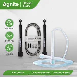 Agnite Skipping Rope / Lompat Tali 2,8 m Bahan PVC PP Desain Transparant Adjustable ER035 Outdoor