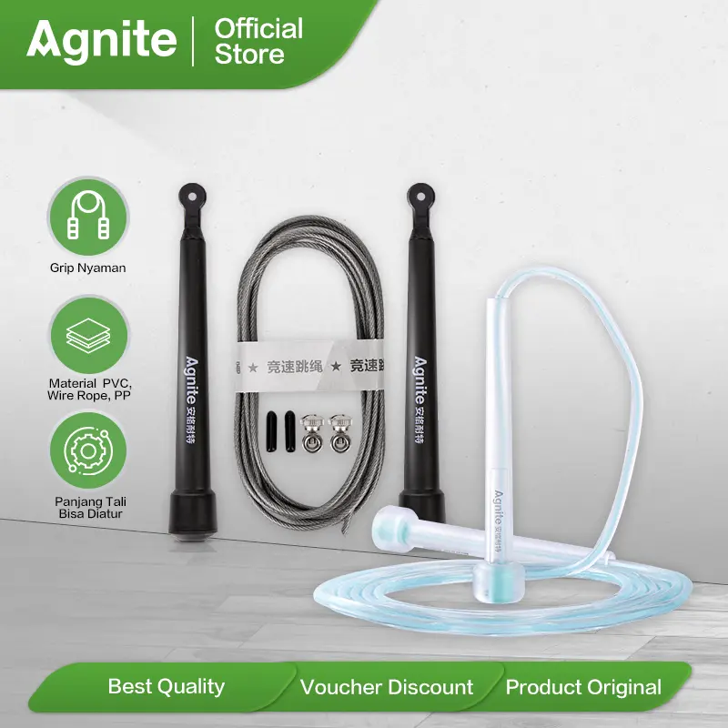 AGNITE Skipping Rope / Lompat Tali 2,8 m Bahan PVC PP Desain Transparant Adjustable ER035 Outdoor 0