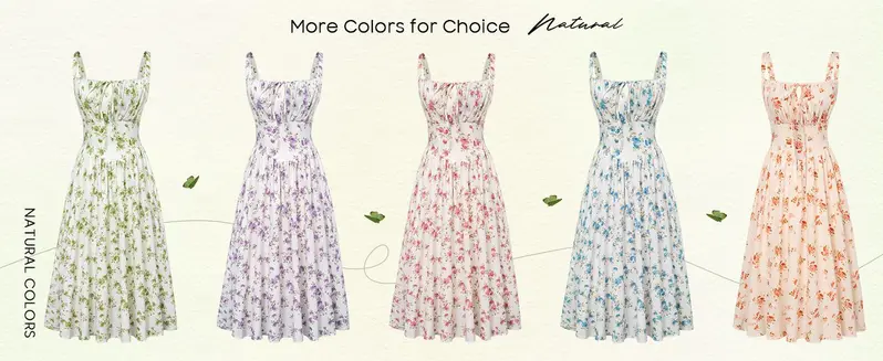 Product Introduction of Grace Karin Floral Printed Corset Dress Ruched Bust Cami Dress Flowy Sundress 4
