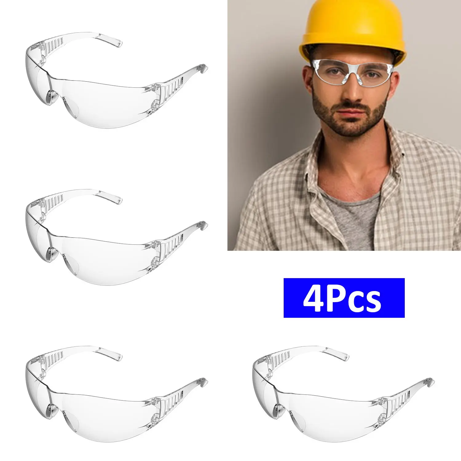 Safety Glasses Anti-Scratch Anti-Fog Dustproof UV400 Protection CE ANSI Z87 for Working Construction Cycling