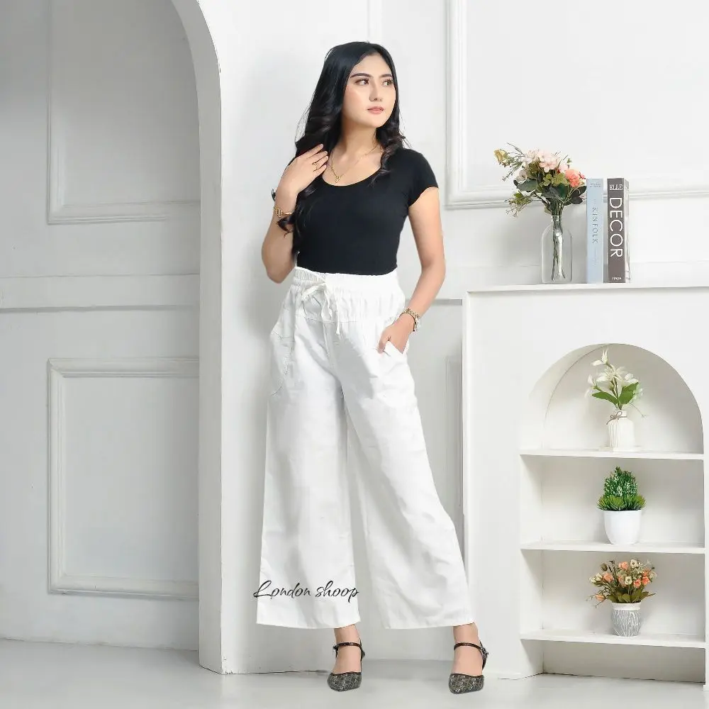 CELANA KULOT WANITA CARGO DEWASA SETANDAR BAHAN SEMI JEANS BB 40-55KG PANJANG 90CM PINGGANG FULL KARET