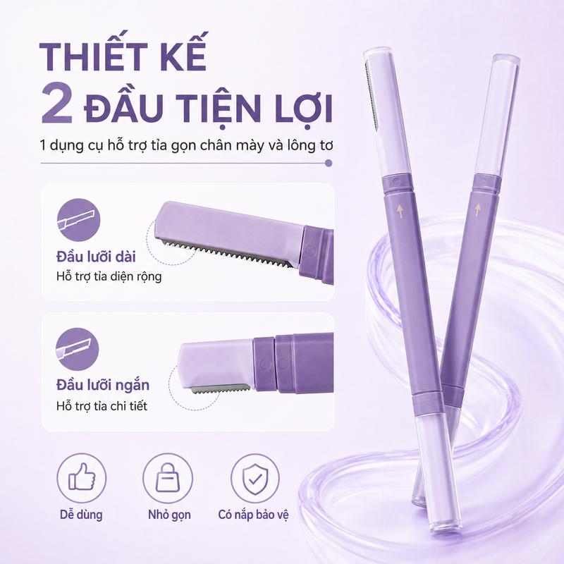 【Mua nhiều ưu đãi hơn】Tông đơ lông mày hai đầu, lưỡi dao kép bằng thép không…