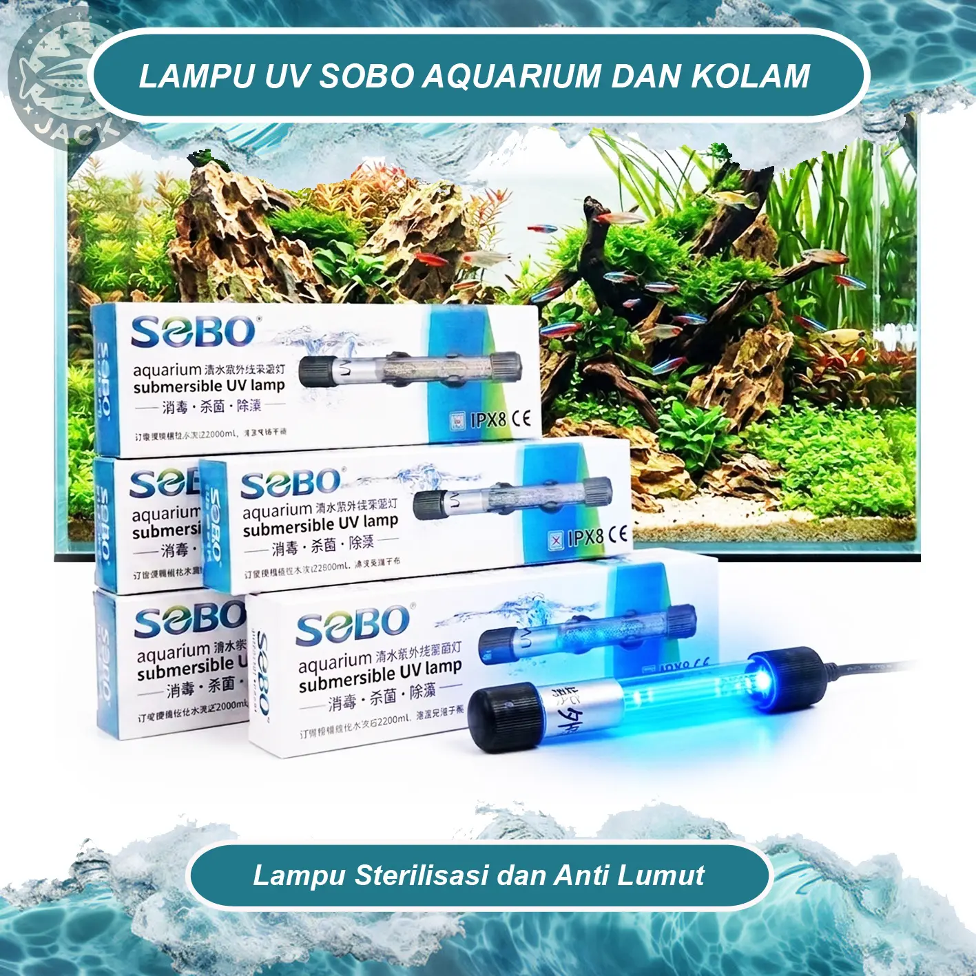 Lampu UV SOBO Anti Lumut Dan Sterilisasi Aquarium Kolam Koi UV 5 watt 9 watt 13 watt