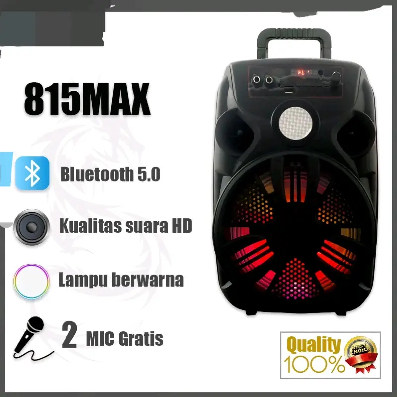 Speaker Bluetooth Karaoke tipe 885 888 815 Bass 9inc Wireless 2