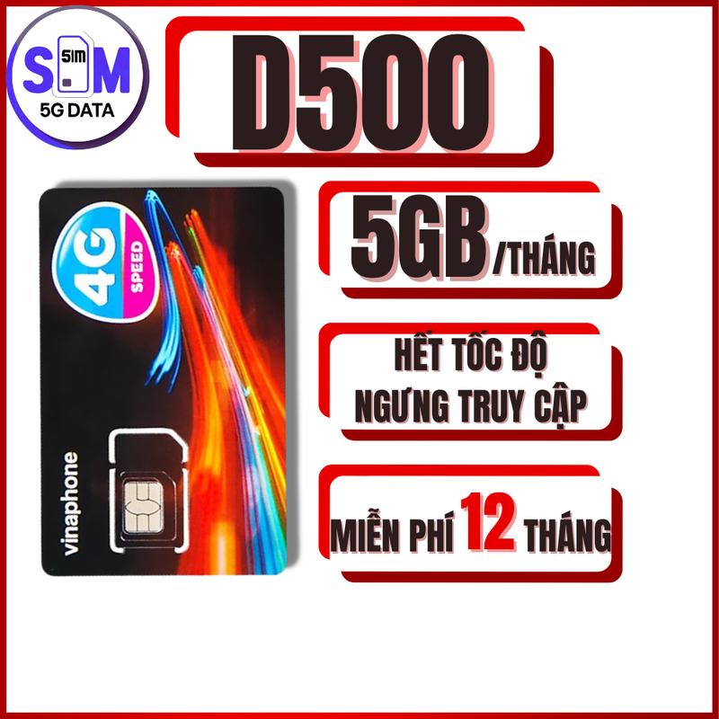 Sim 4G Vinaphone D500 - Trọn Gói 12 Tháng - Sim 5G DATA
