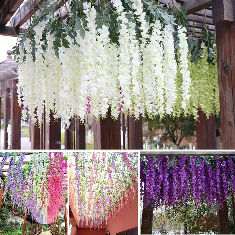 [12PCS] WISTERIA GANTUNG JUMBO / Bunga Wisteria Besar Warna Putih Merah Plastik 1