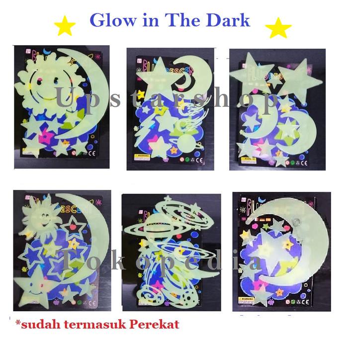 M✉U1 GLOW IN THE DARK JUMBO -PLANET KOMET BULAN BINTANG WALL STIKER 3D I❤7A 4
