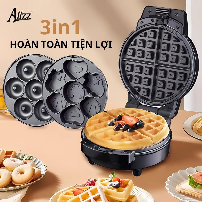  Máy làm bánh Alizz 3 trong 1 đa năng làm bánh hình thú bánh waffle bánh donut 
