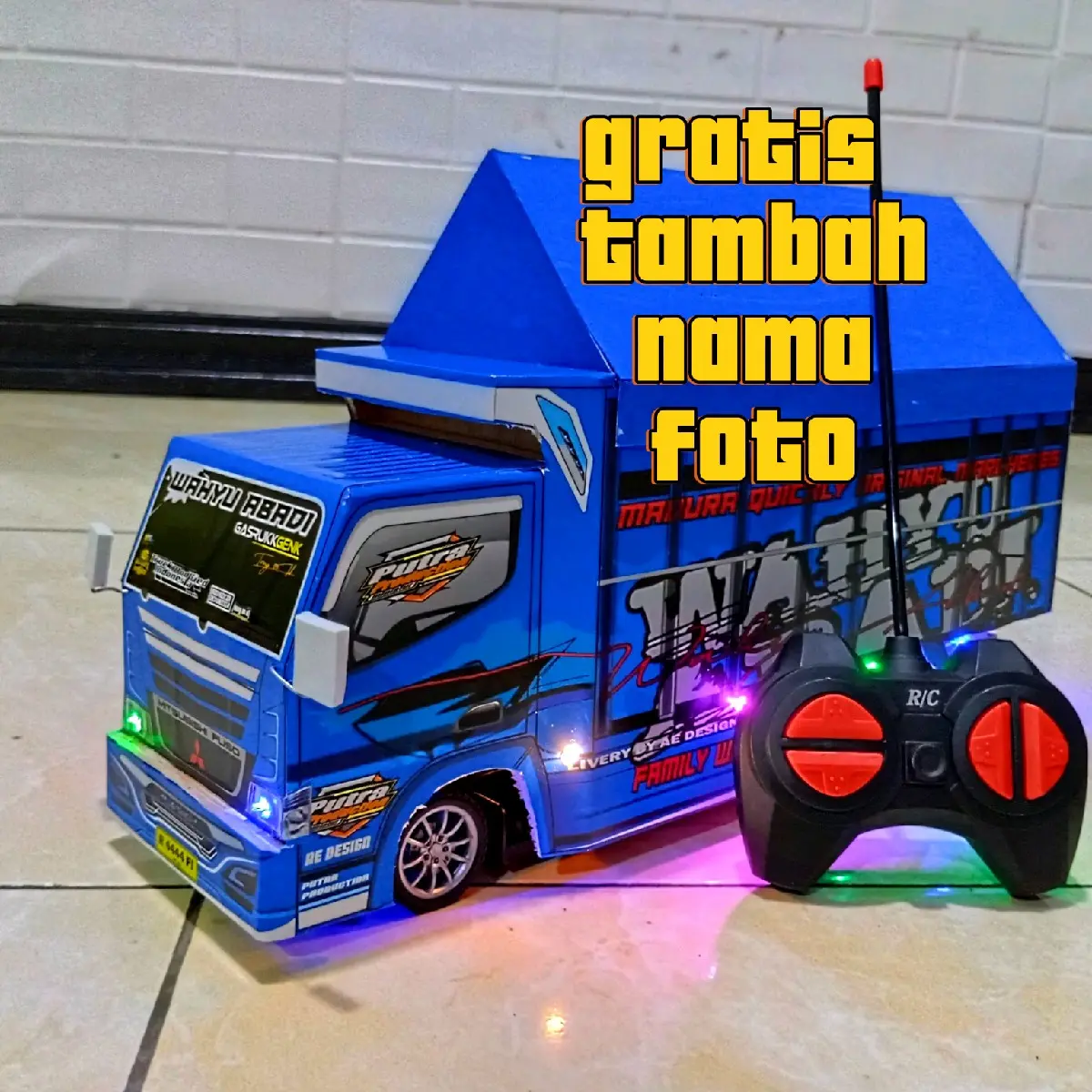 PROMO MINIATUR TRUK OLENG REMOT KONTROL  CES  REMOT KONTROL ISI ULANG COSTUME NAMA DAN FOTO VARIASI RC FULL LAMPU TERPAL BONUS SETIKER