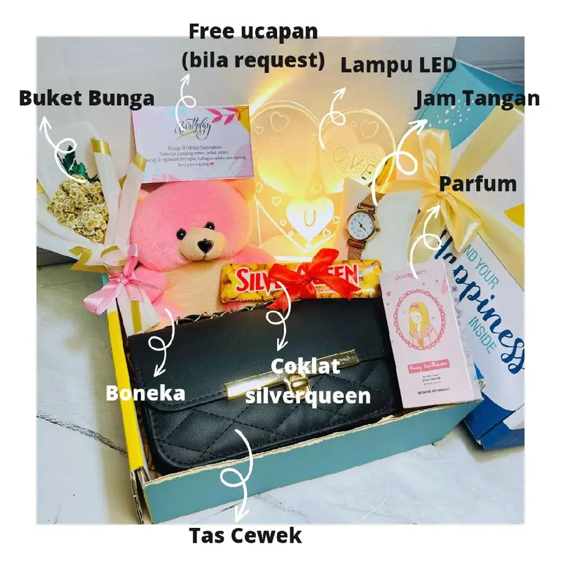 (kado ulang tahun tas cewek) hampers anniversary kado valentine free ucapan 2