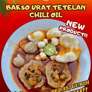 Bakso Daging Urat Tetelan kuah Chili oil enak pedas