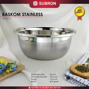 SUBRON Baskom 36cm tinggi tebal Multi fungsi stainless steel wadah Buah