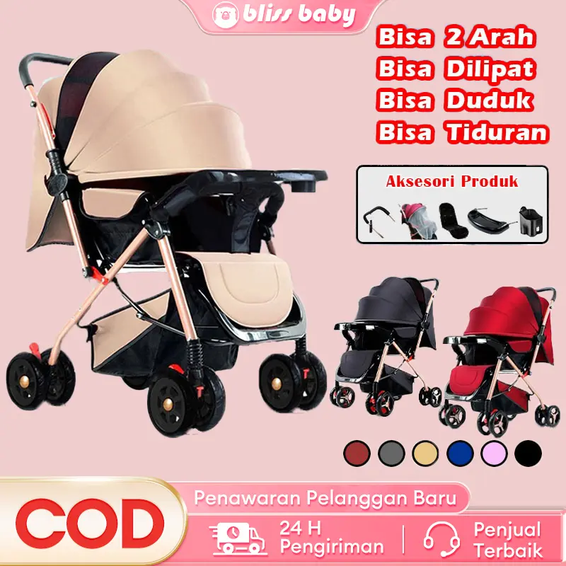 【COD】【Garansi 5 tahun】Bliss Baby Baby Stroller For Baby Foldable baby stroller Baby stroller with cushion Handle Table can rotate 0